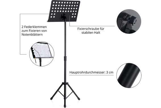 Pronomic OS-01P Leggio Orchestrale in Lamiera Forata con Set di Fermapagine e Scatola Portaoggetti Inclusa image 5