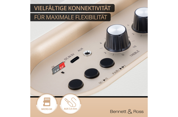Bennett & Ross BB-820CW Blackmore Junior Enceinte Bluetooth Rechargeable Crème Blanche image 5