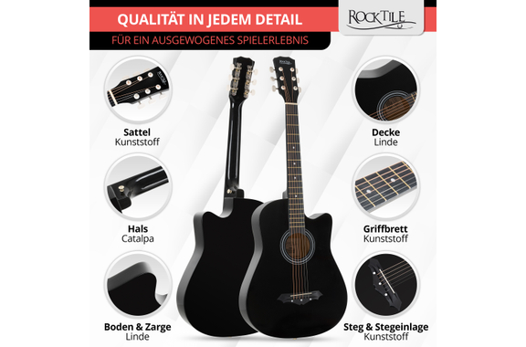 Rocktile WSD-5C-BK Slim Line Westerngitarren Set Black image 5