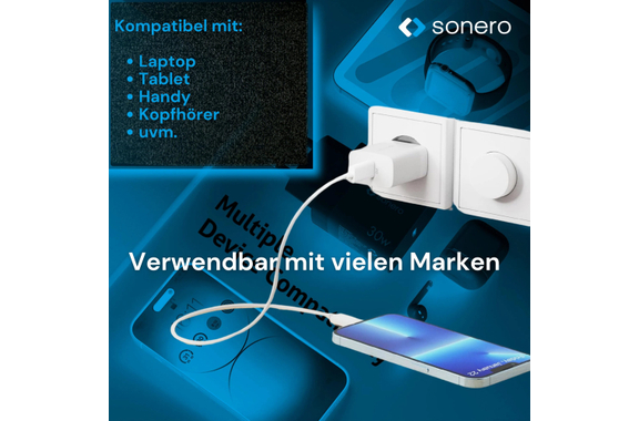 Sonero 30W USB-C GaN PD Power Adapter White image 5