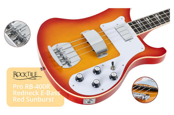 Rocktile Pro RB-400R Redneck E-Bass Red Sunburst image 5