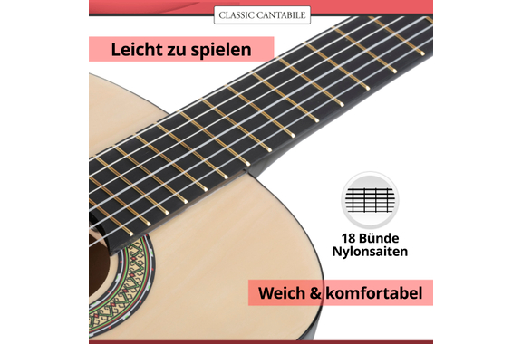 Classic Cantabile Acoustic Series AS-851 Guitare Classique 4/4 Set avec Housse Souple image 5