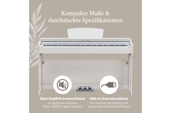 Classic Cantabile DP-220 WM E-Piano Bianco Opaco image 5