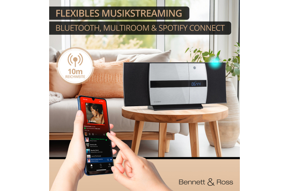 Bennett & Ross Ålesund Vertical Stereo System with CD/MP3 Player, USB and Bluetooth Silver image 5