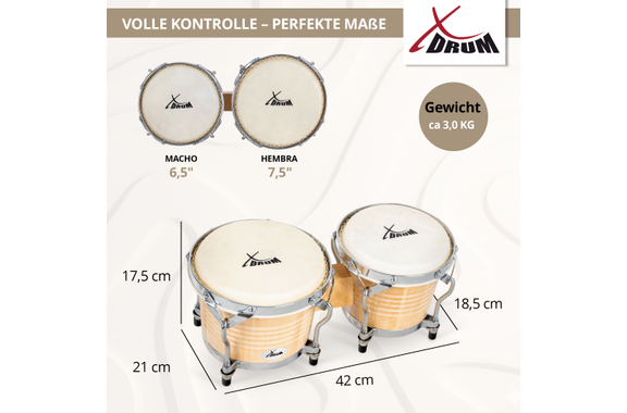 Set XDrum Bongos Pro Natur incl. Bolsa para Bongos image 5
