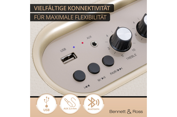 Bennett & Ross BB-880CW Blackmore Giant Bluetooth Lautsprecher Creme-Weiß  - Retoure (Zustand: sehr gut) image 5