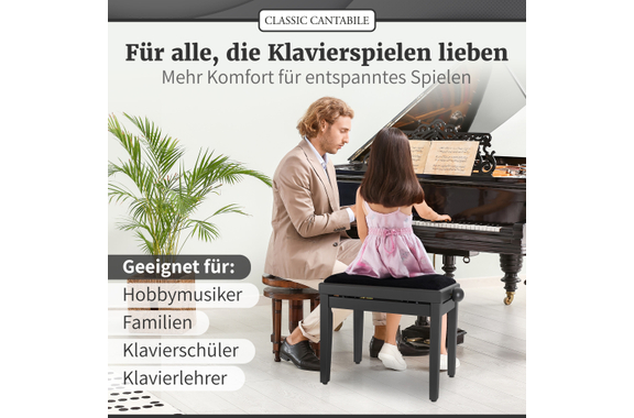 Classic Cantabile Banc De Piano Noyer Foncé Mat image 5