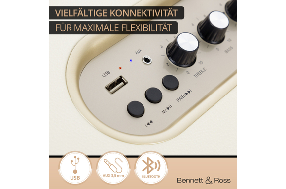 Bennett & Ross BB-860CW Blackmore Bluetooth Lautsprecher Creme-Weiß image 5
