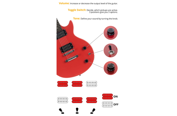 Rocktile Banger's Pack Set de Guitares Électriques Single Cut, 7 pièces Rouge image 5