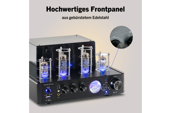 Bennett & Ross TA-70 BK HiFi Stereo-Verstärker im Röhrendesign image 5