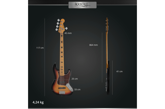 Rocktile Pro JBS50-SB E-Bass Sunburst image 5