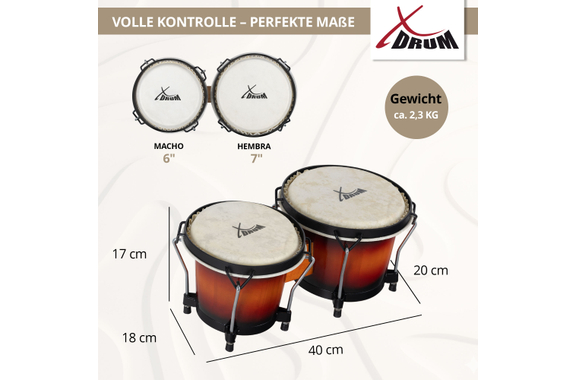 Set XDrum Bongos Club Vintage Sunburst incl. Bolsa para Bongos image 5