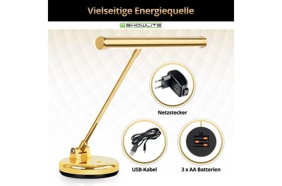 Showlite WW LED Piano Lamp Gold High Gloss image 5