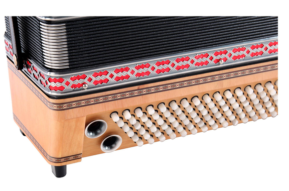Alpenklang Pro Accordeon III 96 Toetsen-Steirische, Els met rode inzet in de sierlijst image 5