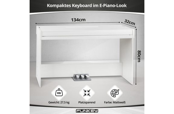 FunKey DP-1088 WM Digitalpiano Weiß matt Set inkl. Bank, Kopfhörer und Schule image 5