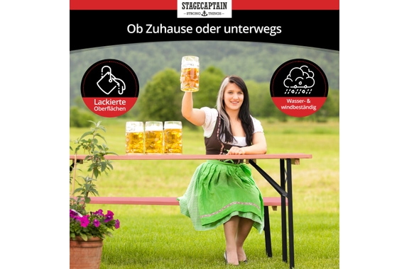 Stagecaptain Hirschgarten Conjunto De Muebles Para Biergarten Para Balcón 117 cm Rosa image 5