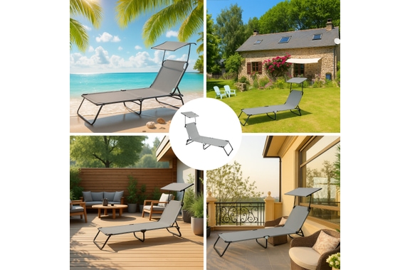Stagecaptain CS-190 Folding Sun Lounger with Canopy image 5
