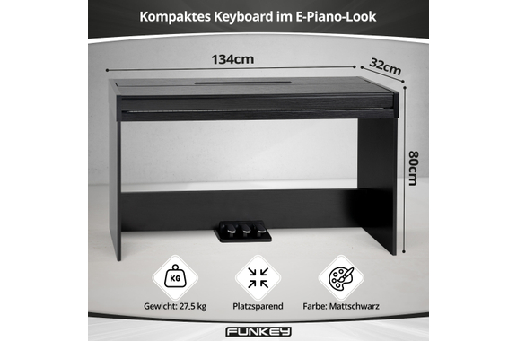 FunKey DP-1088 SM Digitalpiano Zwart Mat Set incl. Bank, Koptelefoon en School image 5