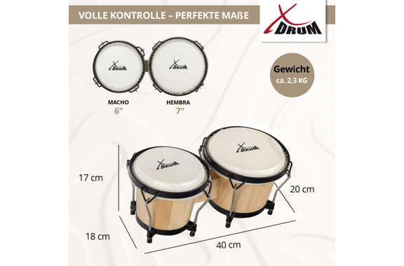 Set XDrum Bongos Club Natur incl. Bolsa para Bongos image 5