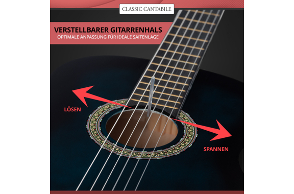 Classic Cantabile Acoustic Series AS-851-BUB 4/4 Guitare Classique Blueburst image 5