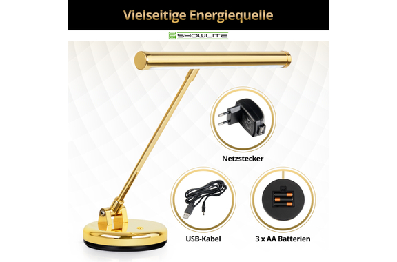 Showlite KW LED Piano Lamp Gold High Gloss image 5