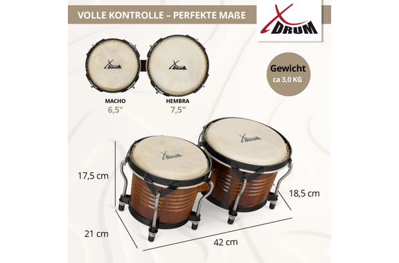 Set XDrum Bongos Pro Tobacco incl. Bolsa para Bongos image 5