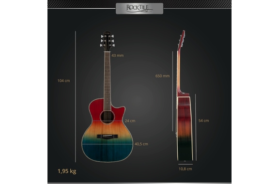 Rocktile WSC-150C-RBW Chitarra Western Rainbow image 5