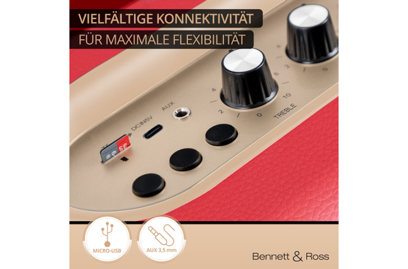 Bennett & Ross BB-820RD Blackmore Junior Bluetooth® Altoparlante Portatile a Batteria Rosso image 5