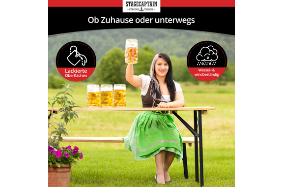 Stagecaptain Hirschgarten Beer Tent Set for Balcony 117 cm Natural 2x Set image 5