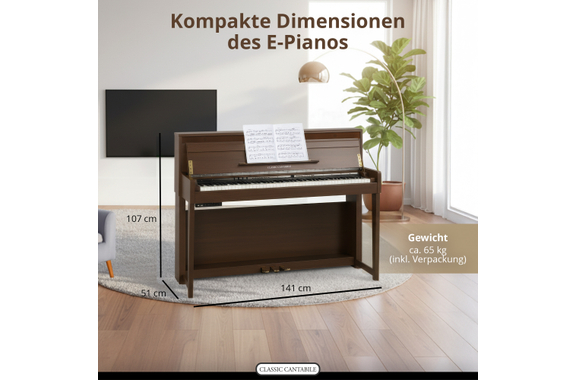 Classic Cantabile UP-1 SM Rechtop E-Piano Okoume image 5