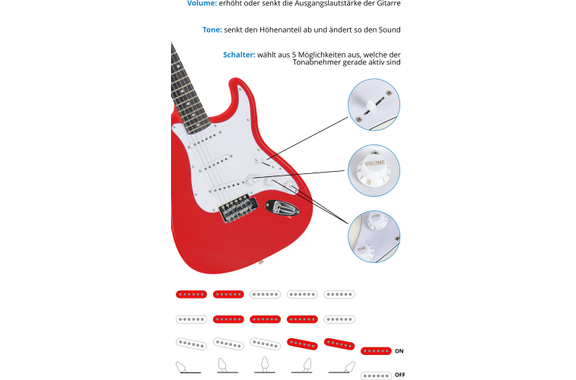 McGrey Rockit E-Gitarre ST-Komplettset Fiesta Red image 5