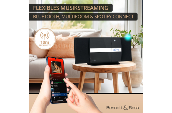 Bennett & Ross Ålesund Vertikal Stereoanlage mit CD/MP3-Player, USB und Bluetooth Schwarz  - Retoure (Zustand: sehr gut) image 5