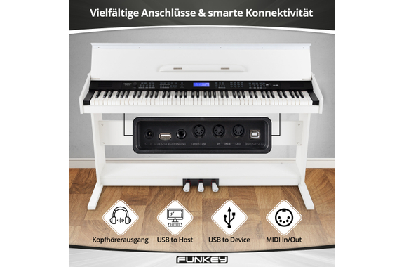 FunKey DP-88 II Digitalpiano blanco Set con banco de teclado Economy, auriculares y escuela de piano image 5