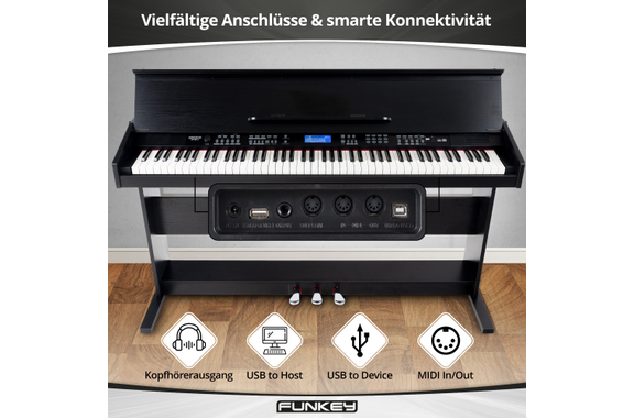 FunKey DP-88 II Digitalpiano zwart Set met Economy Keyboardbank, Koptelefoon en Pianoles image 5