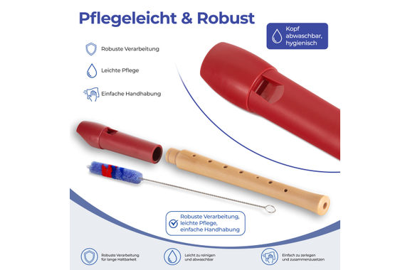Classic Cantabile Pivella Blockflöte Rot, deutsche Griffweise image 5