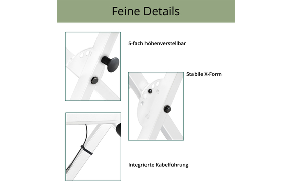 Classic Cantabile Support Clavier X Réglable En Hauteur Blanc image 5