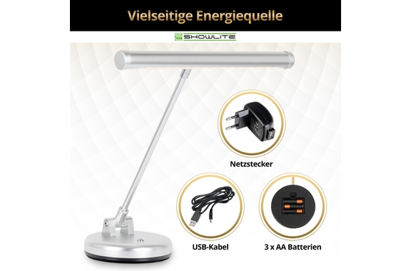 Showlite WW LED Pianoleuchte Silber matt image 5