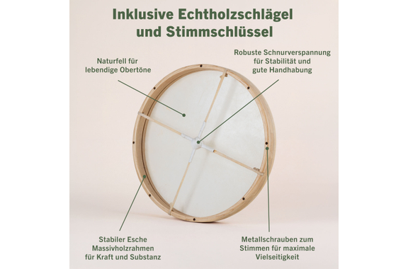 Classic Cantabile FD-30 Ethnic Frame Drum Stimmbar 30" image 5