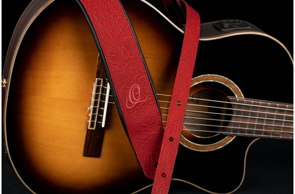 Ortega OSBY-3 Guitar Strap Genuine Leather Byzantine Fire image 5