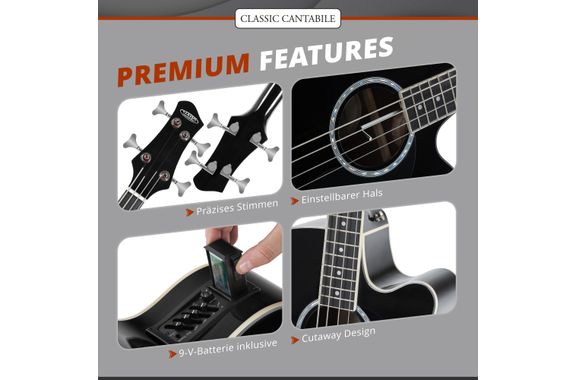 Classic Cantabile AB4-20CE-BK Basse Acoustique Noire image 5