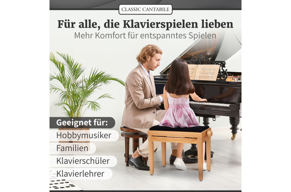 Classic Cantabile Piano Bench Cherry Light Matte image 5