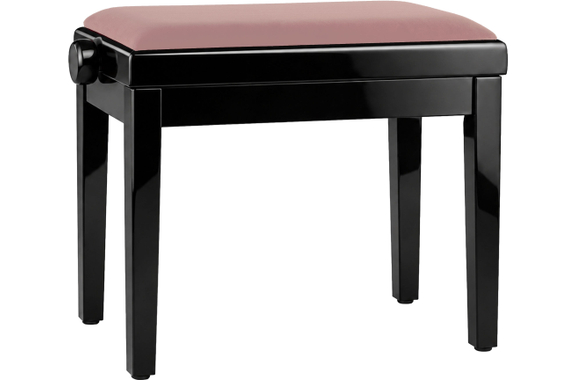 Classic Cantabile Banc De Piano Modèle A Noir Laqué Velours Rosé image 5