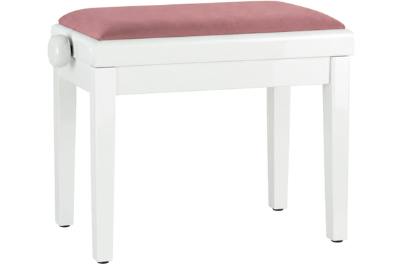 Classic Cantabile Banquette De Piano Modèle A Blanc Laqué Velours Rosé image 5