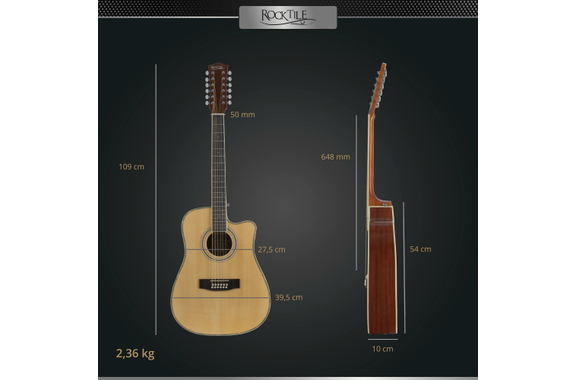 Rocktile WSD12-50C-NT Guitare Folk Naturel image 5