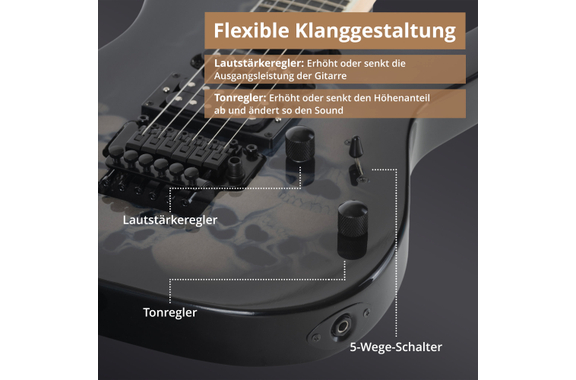 Rocktile Pro JK150-BSK E-Gitarre Skull  - Retoure (Zustand: akzeptabel) image 5