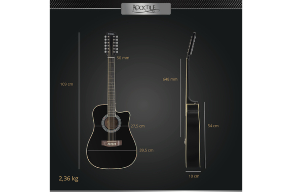 Rocktile WSD12-50C-BK Guitare Western Noire image 5