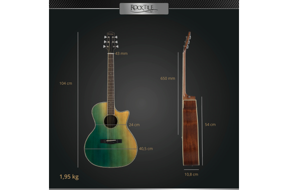 Rocktile WSC-150C-GN/BU Chitarra Western Verde/Blu image 5