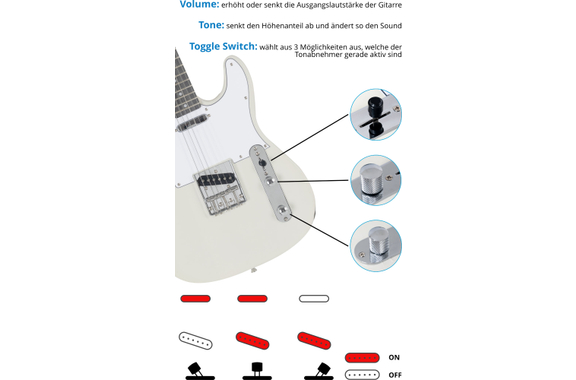 McGrey Rockit E-Gitarre TL-Style Komplettset Antique White image 5