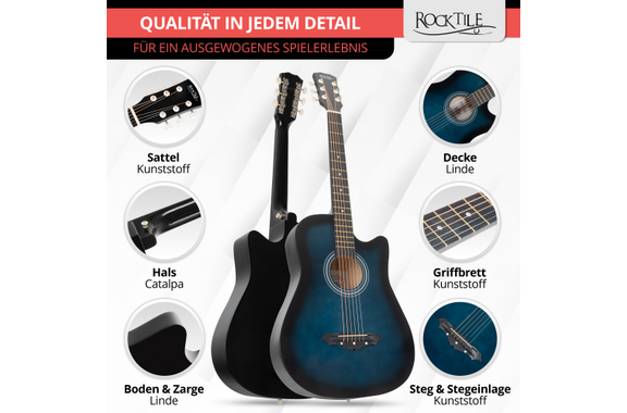 Rocktile WSD-5C-BUB Slim Line Set de Guitares Western Blueburst image 5