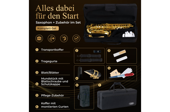 Classic Cantabile Winds AS-450 Eb Saxophone Alto ESM Set image 5